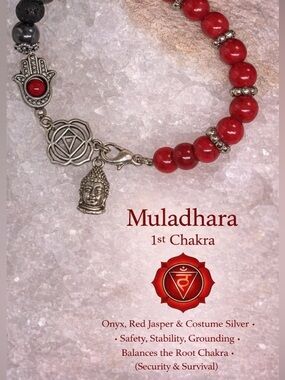 Muladhara 1st Chakra Red & Black Stone - The Yogi Chakra Collection